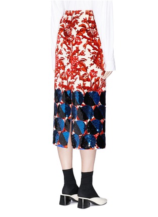 Back View - Click To Enlarge - DRIES VAN NOTEN - 'Shine' sequin circle floral print velveteen skirt
