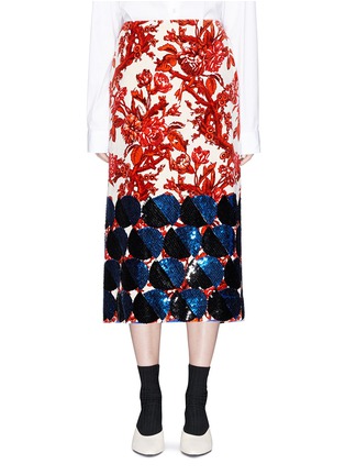 Main View - Click To Enlarge - DRIES VAN NOTEN - 'Shine' sequin circle floral print velveteen skirt