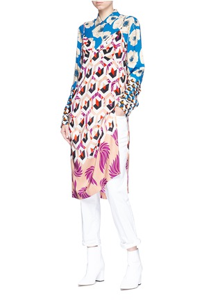 Figure View - Click To Enlarge - DRIES VAN NOTEN - 'Cakung' floral geometric print crepe shirt