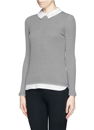 Front View - Click To Enlarge - TORY BURCH - 'Patsy' poplin collar stripe sweater