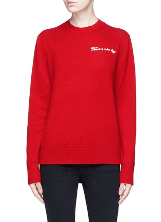 Main View - Click To Enlarge - RAG & BONE - 'Vicky' slogan embroidered Merino wool blend sweater