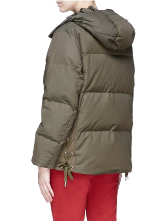 Back View - Click To Enlarge - RAG & BONE - 'Leonard' lace-up outseam hooded down puffer coat