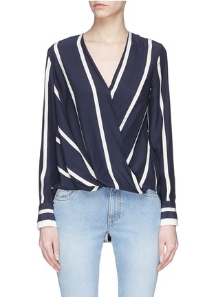 Main View - Click To Enlarge - RAG & BONE - 'Victor' stripe mock wrap silk satin top