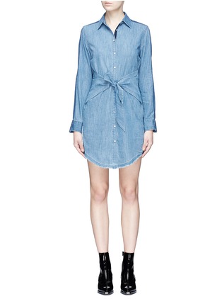 Main View - Click To Enlarge - RAG & BONE - 'Destroyed Sadie' tie front colourblock chambray dress