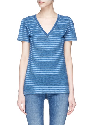 Main View - Click To Enlarge - RAG & BONE - 'Indigo Bleach Vee' stripe T-shirt
