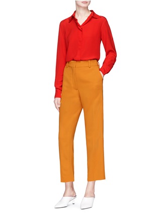 Figure View - Click To Enlarge - VICTORIA BECKHAM - Cropped wide leg cady pants