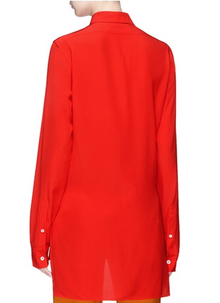 Back View - Click To Enlarge - VICTORIA BECKHAM - Logo embroidered silk crepe shirt
