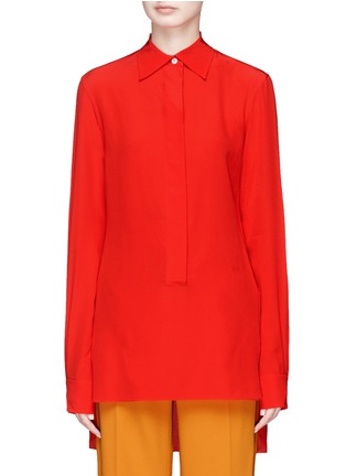Main View - Click To Enlarge - VICTORIA BECKHAM - Logo embroidered silk crepe shirt