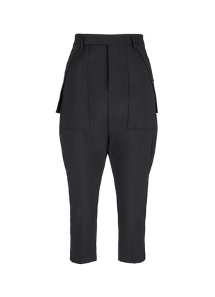 Main View - Click To Enlarge - RICK OWENS  - 'Cargo' drop crotch cropped suiting pants