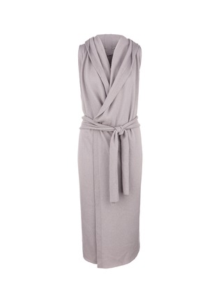 Main View - Click To Enlarge - RICK OWENS  - Belted sleeveless hooded open front long cardigan