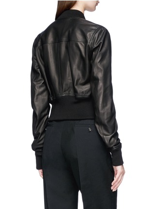 Back View - Click To Enlarge - RICK OWENS  - 'Ribwaist' lambskin leather cropped bomber jacket