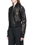 Front View - Click To Enlarge - RICK OWENS  - 'Ribwaist' lambskin leather cropped bomber jacket