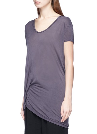 Front View - Click To Enlarge - RICK OWENS  - 'Hiked' gathered hem T-shirt