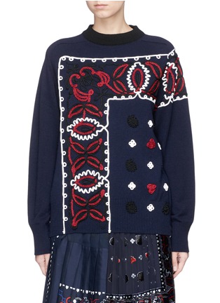Main View - Click To Enlarge - SACAI - Bandana embroidered wool sweater