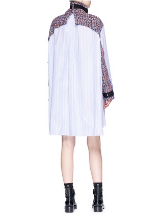 Back View - Click To Enlarge - SACAI - Tweed yoke bib stripe cotton poplin dress
