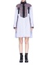 Main View - Click To Enlarge - SACAI - Tweed yoke bib stripe cotton poplin dress