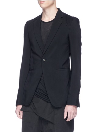 Front View - Click To Enlarge - RICK OWENS  - Draped back wool-silk soft blazer