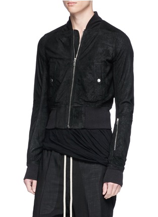 Front View - Click To Enlarge - RICK OWENS  - Cropped lambskin leather jacket