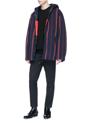 Figure View - Click To Enlarge - DRIES VAN NOTEN - 'Volta' stripe twill oversized padded jacket