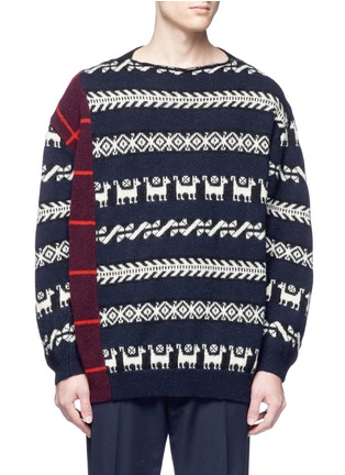 Main View - Click To Enlarge - DRIES VAN NOTEN - 'Tapio' mix intarsia oversized sweater