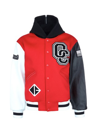 Main View - Click To Enlarge - OPENING CEREMONY - Cowskin leather panel unisex varsity jacket