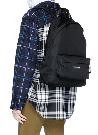 Figure View - Click To Enlarge - BALENCIAGA - 'Explorer' logo patch canvas backpack