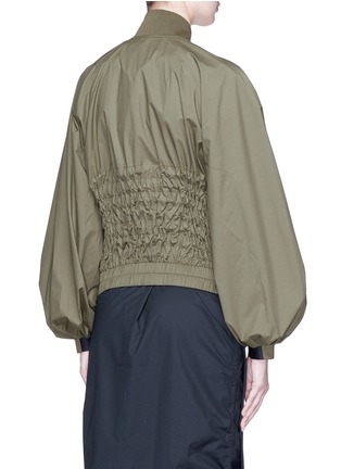 Back View - Click To Enlarge - UAL: CENTRAL SAINT MARTINS | PHVLO - Balloon sleeve drawcord waist bomber jacket