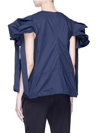 Back View - Click To Enlarge - UAL: CENTRAL SAINT MARTINS | PHVLO - Sash sculptural sleeve drawcord boxy top