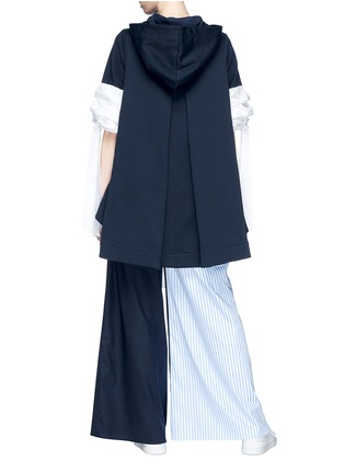 Back View - Click To Enlarge - XIAO LI - Drawstring poplin cuff pleated back oversized hoodie