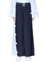 Main View - Click To Enlarge - XIAO LI - Belted stripe poplin panel wide leg suiting pants