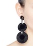Figure View - Click To Enlarge - OSCAR DE LA RENTA - 'Raffia Disk' tiered drop clip earrings