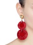 Figure View - Click To Enlarge - OSCAR DE LA RENTA - 'Raffia Disk' tiered drop clip earrings