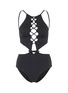 Main View - Click To Enlarge - 73318 - Lace-up bow front one-piece swimsuit