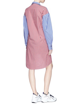 Back View - Click To Enlarge - GROUND ZERO - Contrast back pleated stripe poplin shirt dress