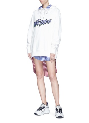 Figure View - Click To Enlarge - GROUND ZERO - 'Weirdo' slogan print oversized hoodie