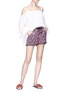 Figure View - Click To Enlarge - FIGUE - 'Maja' pompom cuff wavy stripe print crepe shorts