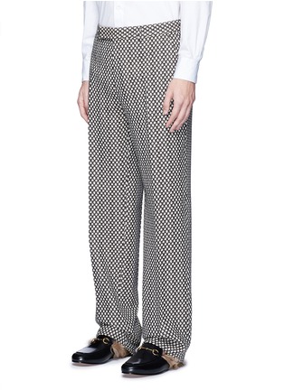 Front View - Click To Enlarge - GUCCI - Geometric jacquard wide leg wool pants