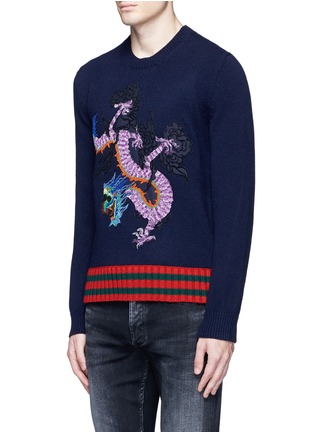 Front View - Click To Enlarge - GUCCI - Dragon patch wool sweater