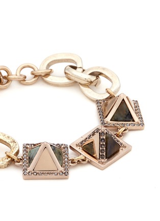 Detail View - Click To Enlarge - LULU FROST - 'Pyramides' mix gemstone crystal pavé pyramid stud bracelet