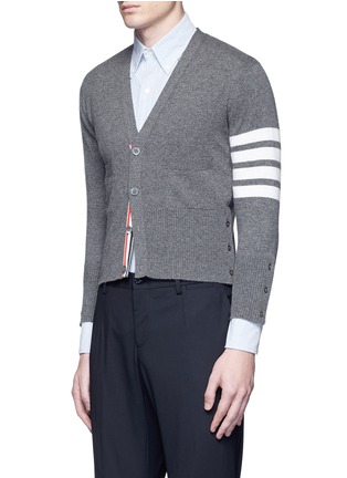 Front View - Click To Enlarge - THOM BROWNE  - Intarsia stripe cashmere cropped cardigan