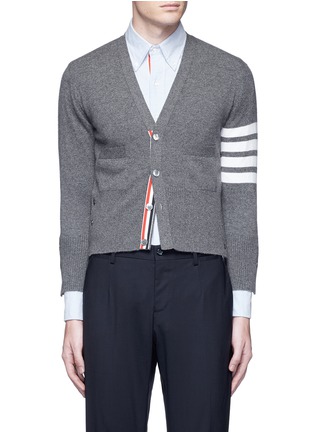 Main View - Click To Enlarge - THOM BROWNE  - Intarsia stripe cashmere cropped cardigan