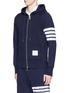 Front View - Click To Enlarge - THOM BROWNE  - Stripe print cotton zip hoodie