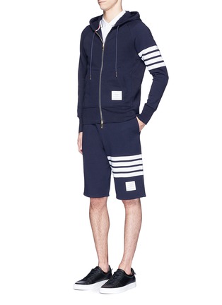 Figure View - Click To Enlarge - THOM BROWNE - Stripe print cotton zip hoodie