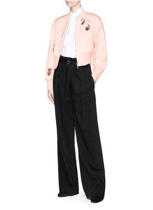 Figure View - Click To Enlarge - 3.1 PHILLIP LIM - Petal charm cropped satin bomber jacket