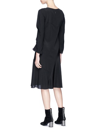 Figure View - Click To Enlarge - 3.1 PHILLIP LIM - Slit sleeve asymmetric ruched silk crepe dress
