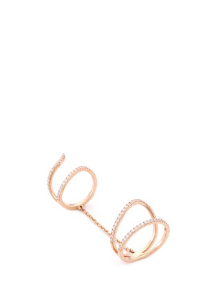 Main View - Click To Enlarge - MESSIKA - 'Daisy Double' diamond 18k rose gold chain ring