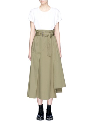 Main View - Click To Enlarge - 3.1 PHILLIP LIM - T-shirt panel belted paperbag waist midi dress