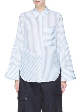 Main View - Click To Enlarge - 3.1 PHILLIP LIM - Stripe patchwork poplin shirt