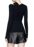 Back View - Click To Enlarge - 3.1 PHILLIP LIM - Ruffle panel cutout rib knit sweater