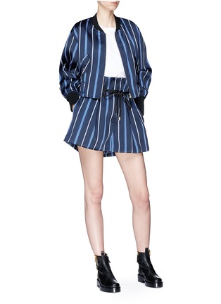 Figure View - Click To Enlarge - 3.1 PHILLIP LIM - Stripe cropped twill bomber jacket